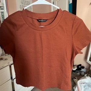 Burgundy SHEIN cropped shirt